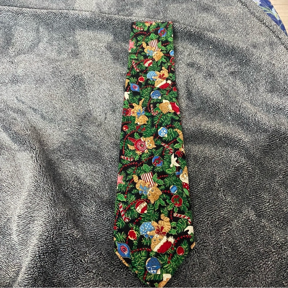 Vintage Christmas‎ Cat Holiday Tie